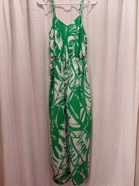Lilly Pulitzer for Target "Boom Boom" Green Palm Print Wide Leg Jumpsuit